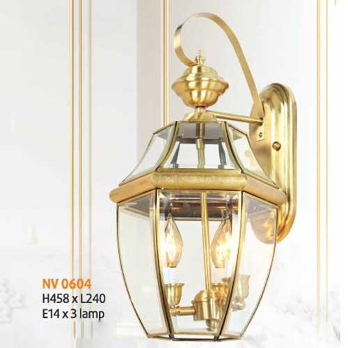 Đèn vách đồng L240 x H458, E27 x 3 lamp