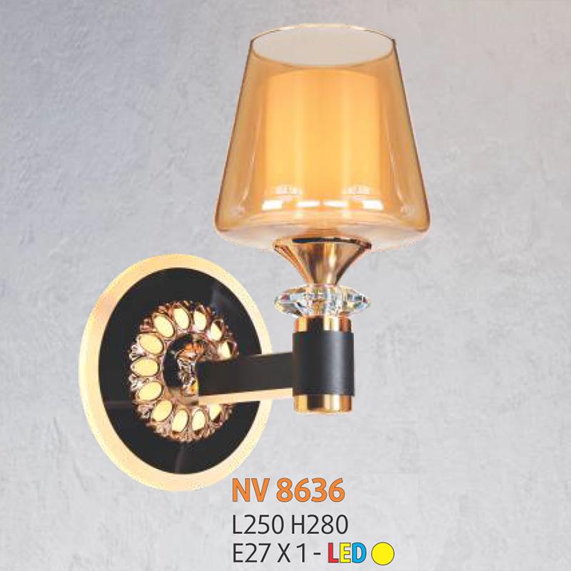 Đèn tường trang trí L250*H280 - E27*1 + Led ánh sáng vàng