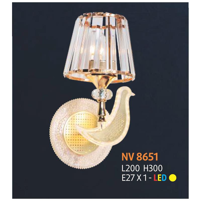 Đèn tường trang trí L200*H300 - E27*1 + Led ánh sáng vàng