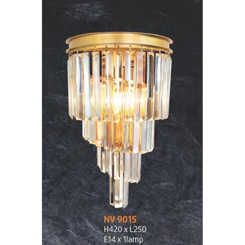 Đèn vách pha lê L250 x H420, E14 x 1 lamp