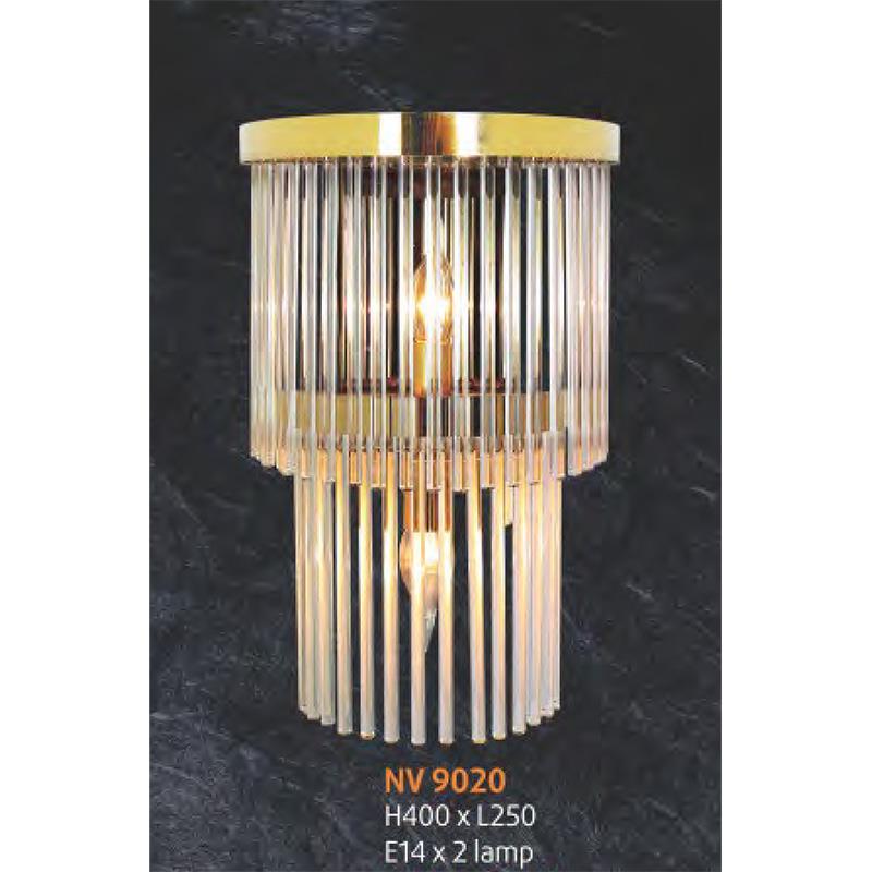 Đèn vách pha lê L250 x H400, E14 x 2 lamp
