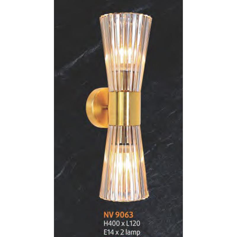 Đèn vách pha lê L120 x H400, E14 x 2 lamp