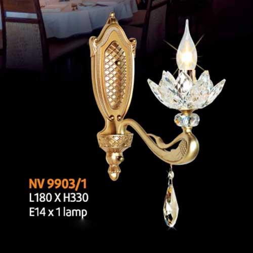 Đèn vách pha lê nến L180 x H330, E14 x 1 lamp