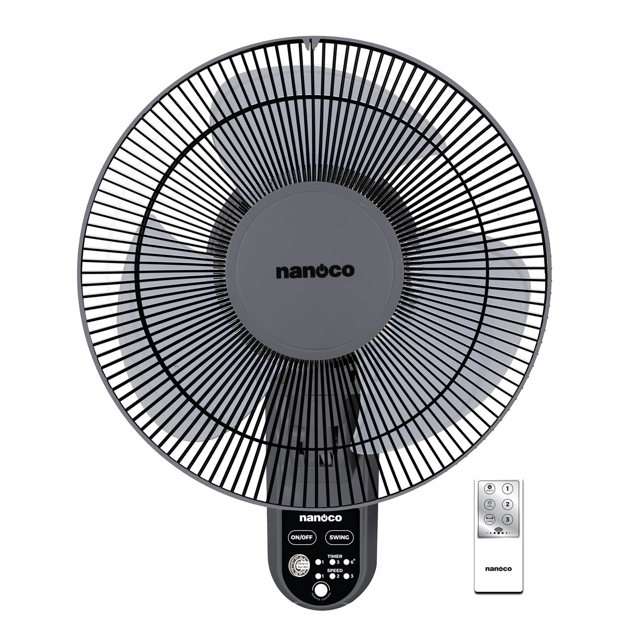 Quạt treo tường B3 Nanoco NWF1219RC-GR Ø30cm Remote