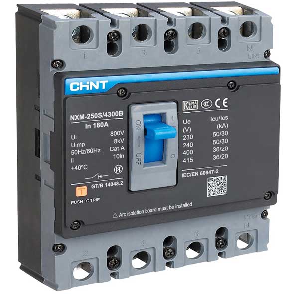 MCCB CHINT 4P NXM-400H/4300B bảo vệ quá tải và ngắn mạch.
