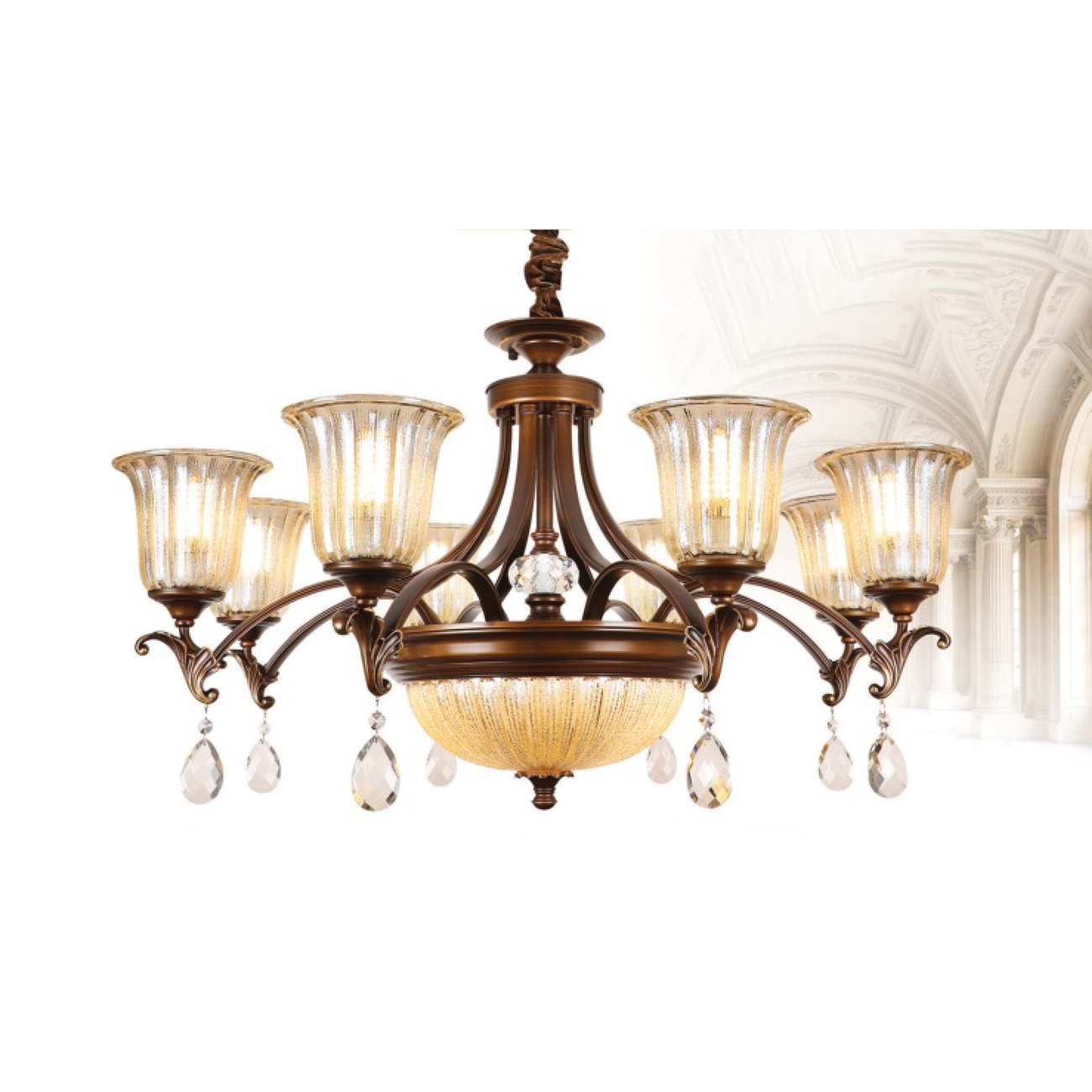 Đèn chùm thủy tinh Hufa CC 9130/8 Ø900*H514