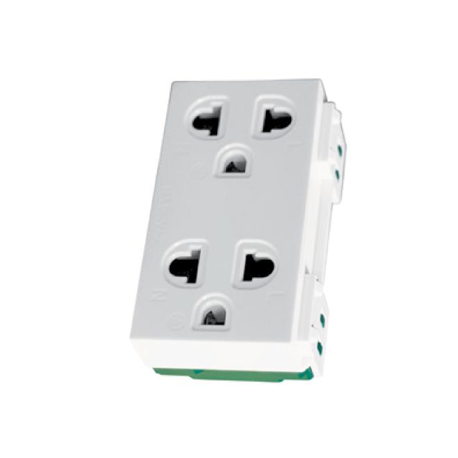 Hạt ổ cắm đôi 3 chấu dọc Tiến Phát OC3/2WD