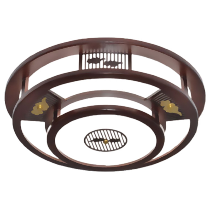 Đèn mâm ốp trần gỗ Ø570*H130, Led 80W, 3 chế độ ánh sáng