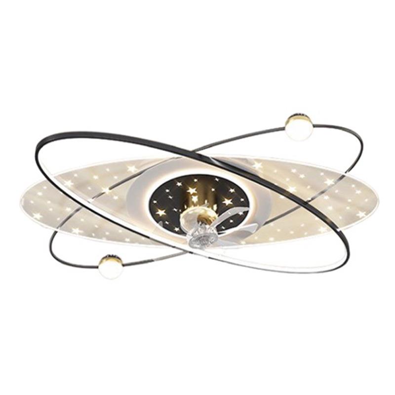 Đèn quạt đảo ốp trần LED 3 CĐ - 240W - Dimmer - L600*W500 vỏ đen