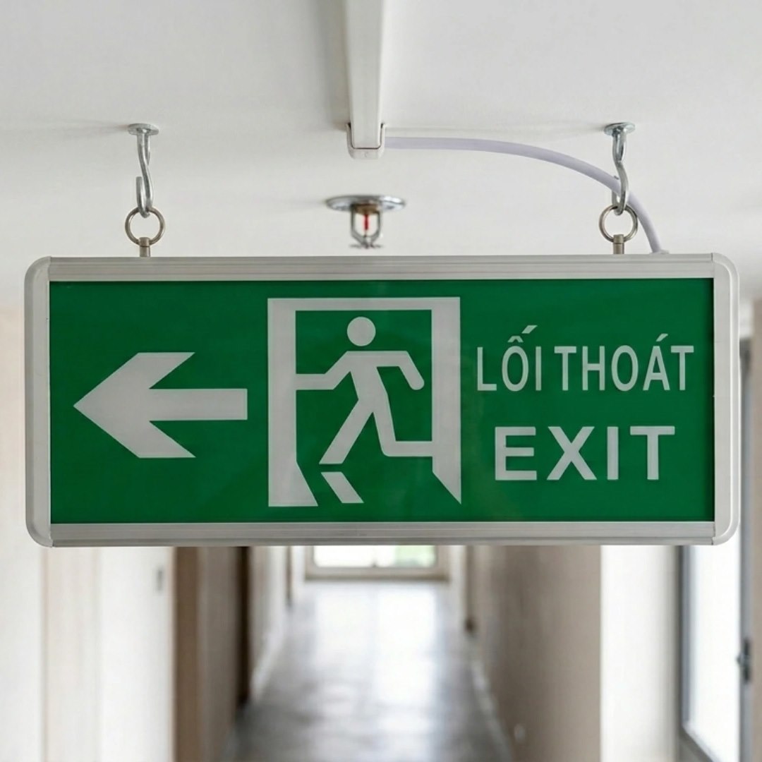 Đèn thoát hiểm Exit Kawaled E504-T2 (2 mặt) rẽ trái