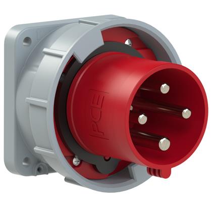 Phích cắm công nghiệp âm PCE F634-6 4P 63A,6H,IP67 dạng thẳng