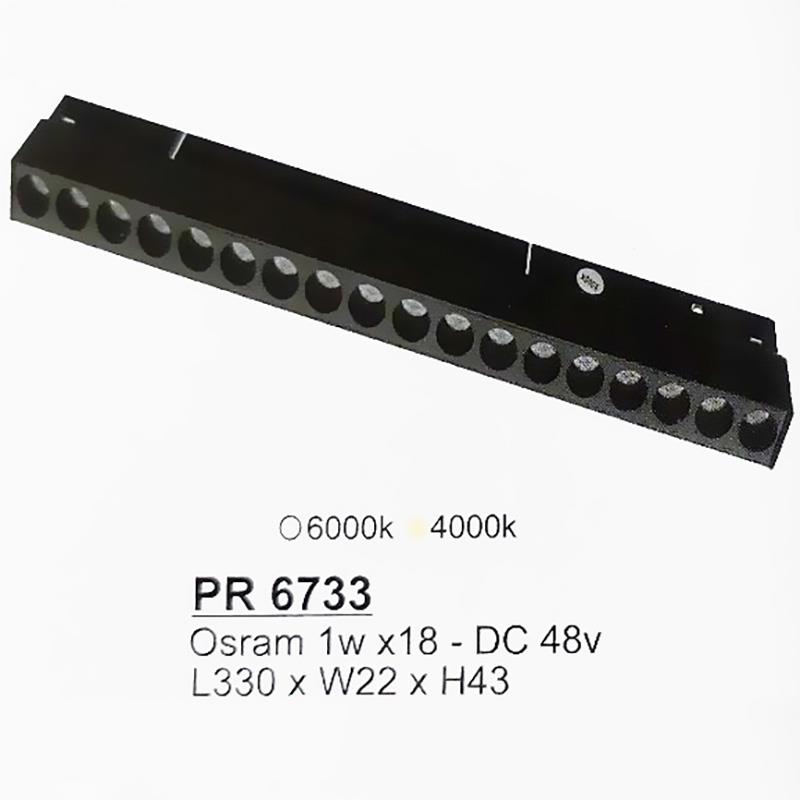 Đèn ray nam châm Sano L330*W22*H43 - Osram 1W*18 - DC 48V