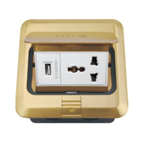 Bộ ổ cắm âm sàn 3 chấu + USB Uten S-Z13/USB