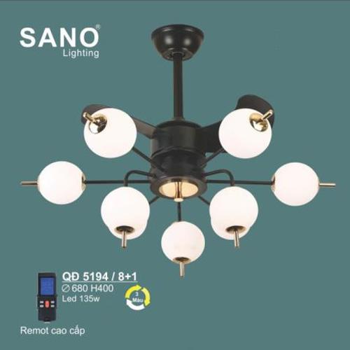 Quạt trần đèn Sano QĐ 5194/6+3 Ø680*W400