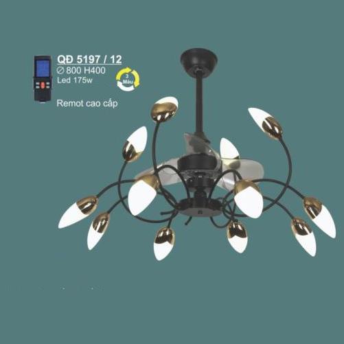 Quạt trần đèn Sano QĐ 5197/12 Ø800*W400
