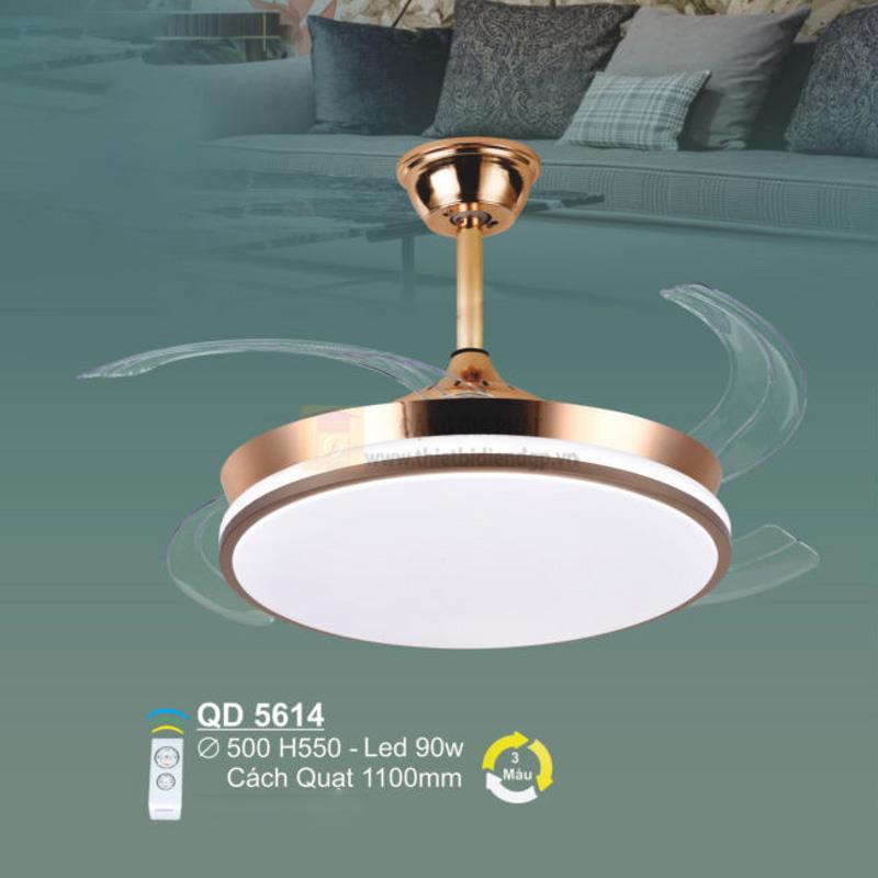 Quạt trần đèn Sano cánh xếp QĐ 5614 Ø500*H550