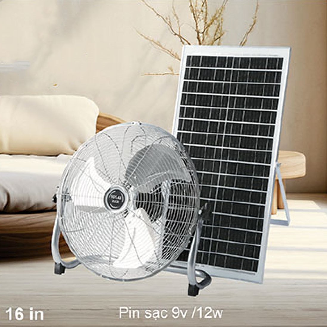 Quạt sàn NLMT Sano SOLAR - QS08/30W Ø530*H530
