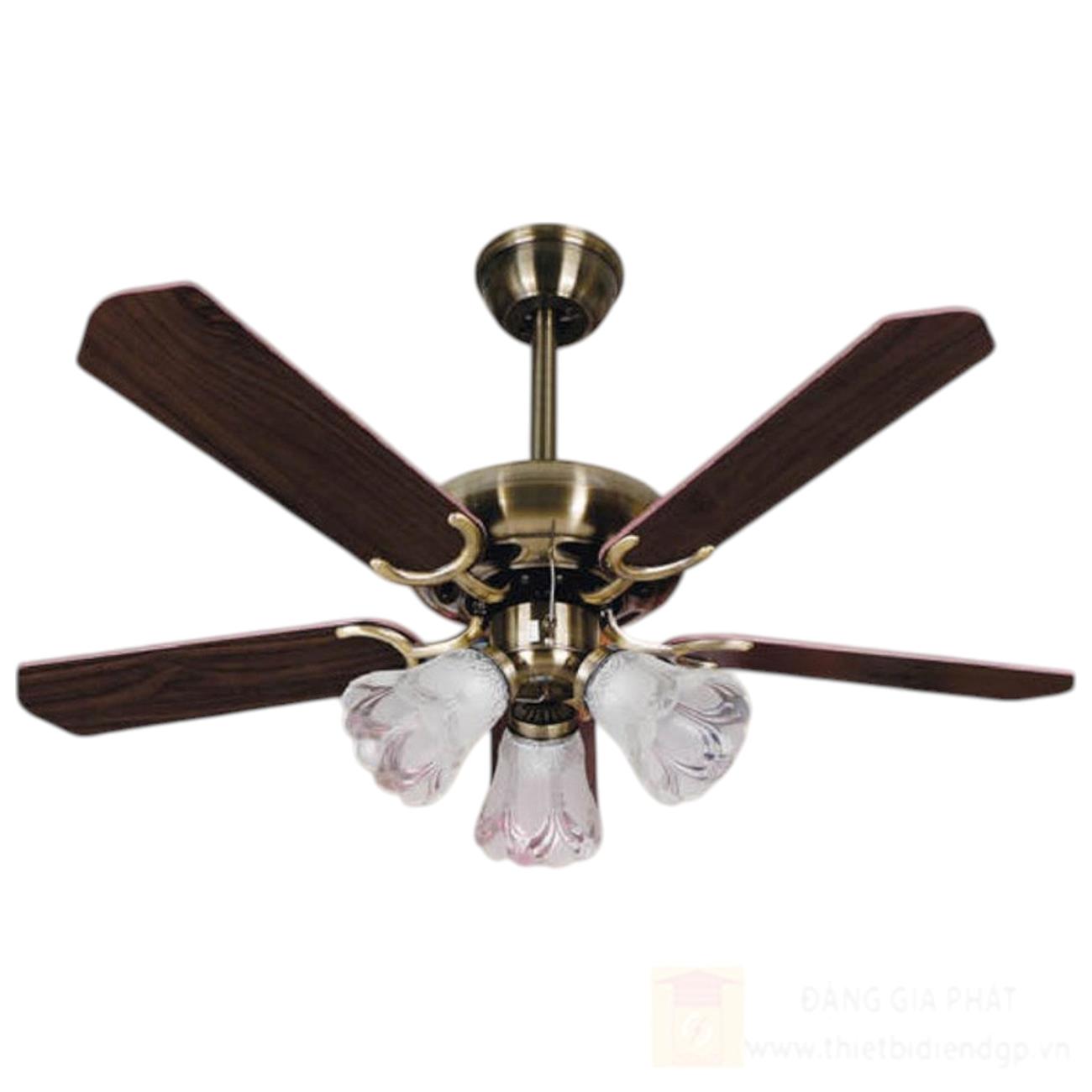 Quạt đèn trang trí Andora 5 cánh gỗ W1200 x H650 - E27*3