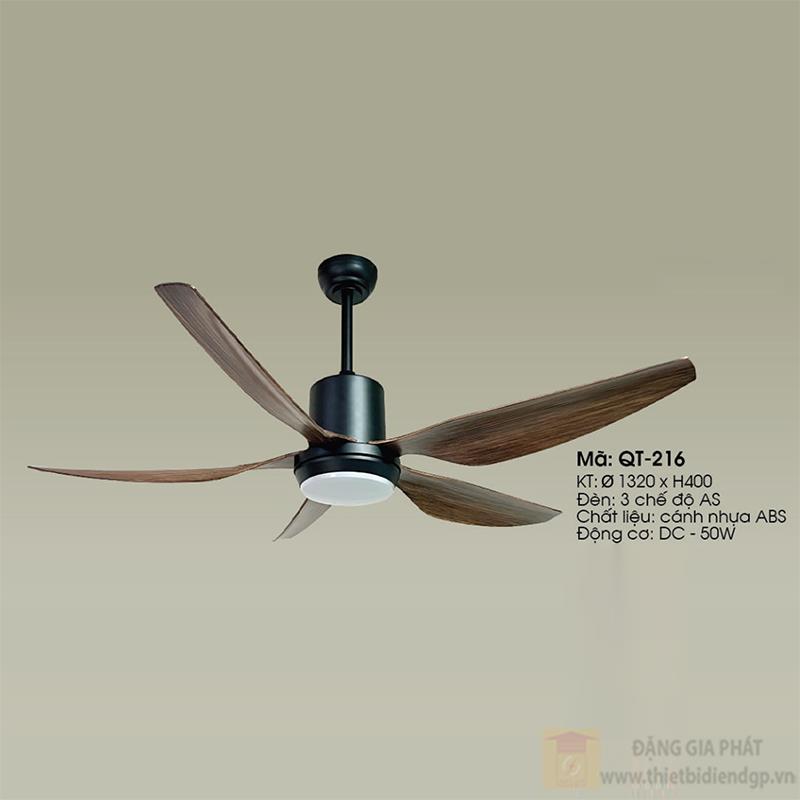 Quạt trần đèn Verona 5 cánh nhựa ABS QT-216 Ø1320 x H400