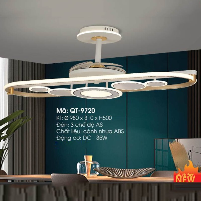 Quạt trần đèn Veronia QT-9720 Ø980 x310x H500