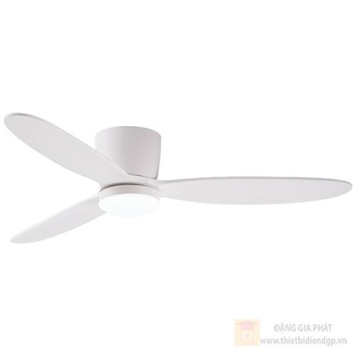 Quạt đèn cánh gỗ trắng, thân trắng đường kính 1320mm - công suất 50W - Led 3 CĐ - 18W