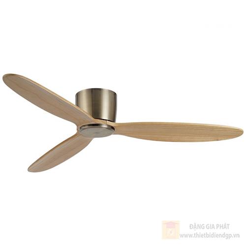 Quạt trần 3 cánh gỗ sáng, thân màu đồng cổ điển đường kính 1320mm