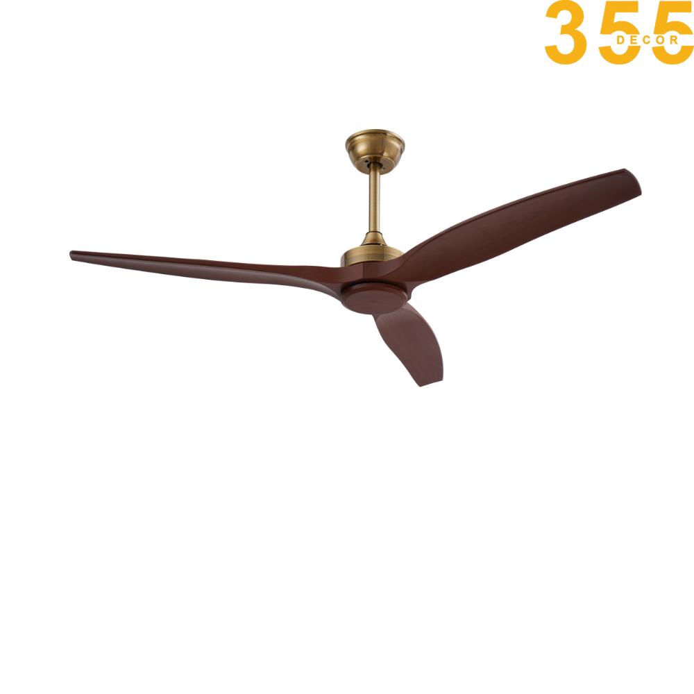 Quạt trần 355 Decor QT32 3 cánh nhựa ABS vân gỗ nâu đỏ