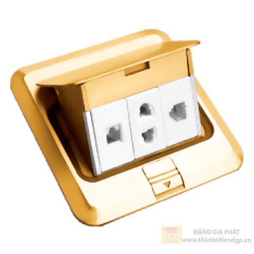 Ổ âm sàn ổ cắm đơn 2 chấu + 1 hạt điện thoại + 1 hạt mạng