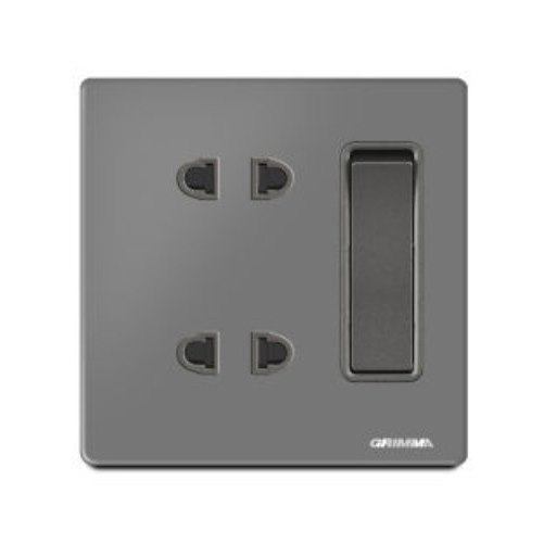 Bộ ổ cắm đôi 2 chấu và công tắc đơn 1 chiều GRIMMA G60K11SK2