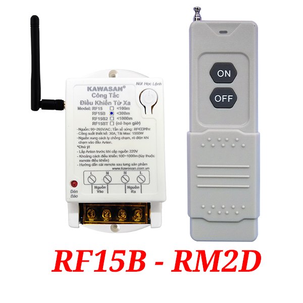Công tắc điều khiển từ xa lắp nổi có ăng-ten Kawasan RF15B-RM2D