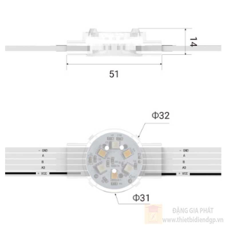Đèn led điểm đổi màu 0.8W