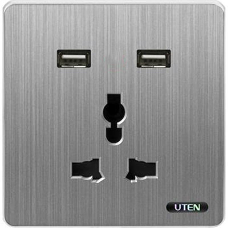 Bộ ổ cắm 3 chấu và 2 USB S300 UTEN