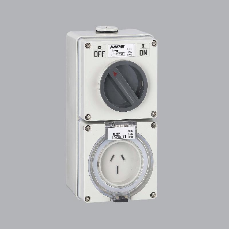 Ổ cắm công nghiệp MPE kết hợp công tắc 3 cực IP66 250V