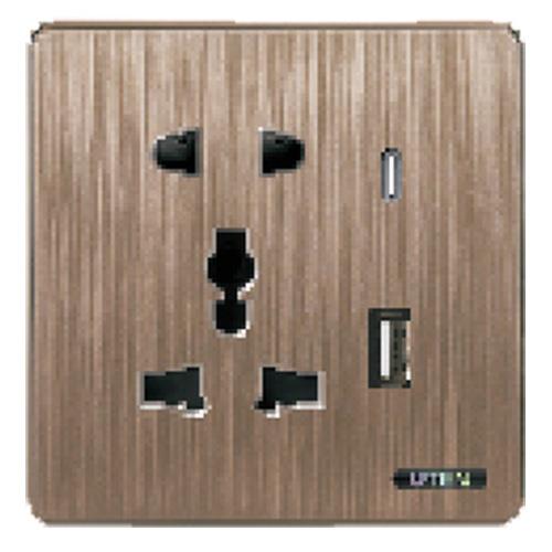 Bộ ổ cắm đơn 3 chấu và ổ cắm 2 chấu + 2 USB type A + C