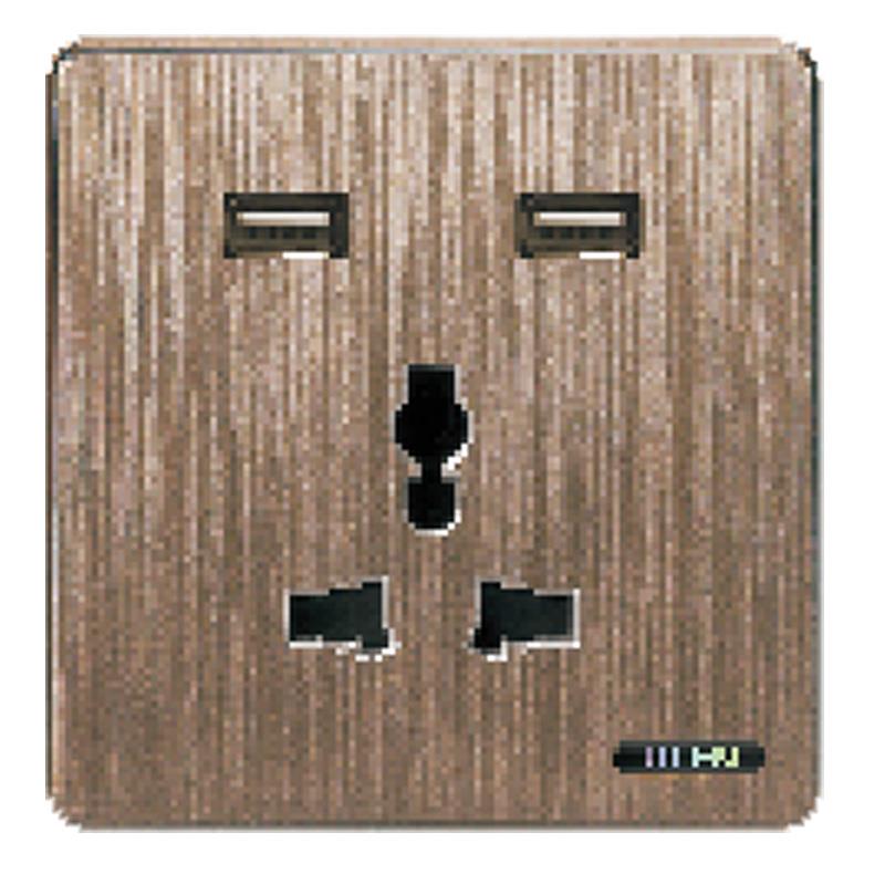 Bộ ổ cắm đơn 3 chấu và 2 ổ USB