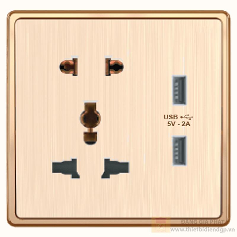 Ổ căm đa năng và ổ cắm đơn 2 chấu và 2 ổ USB