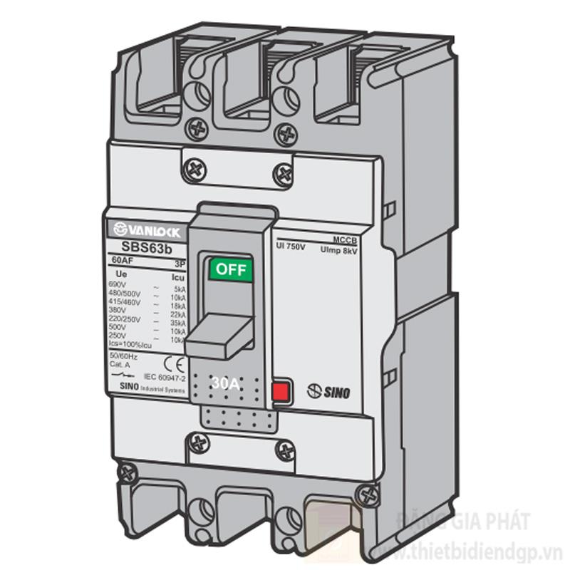 Bộ ngắt mạch MCCB 2 cực SBS/50AF - 60AF