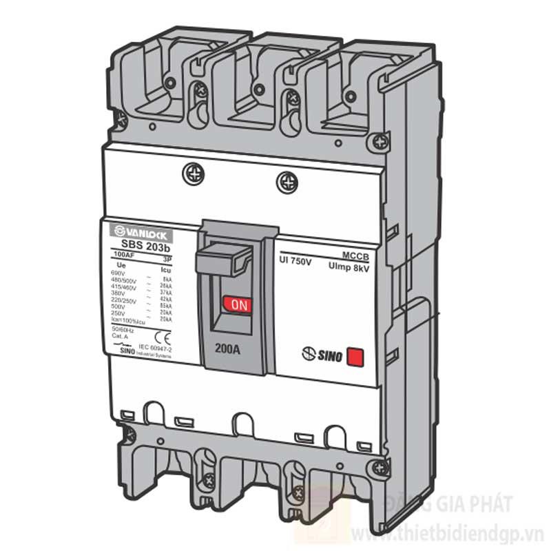 Bộ ngắt mạch MCCB 3 cực SBS/200AF