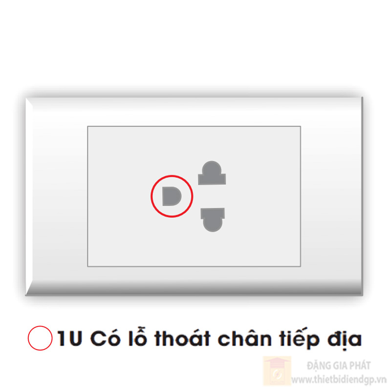 Ổ cắm đơn 2 chấu 16A + lỗ thoát chân tiếp địa LiOA SE18UN