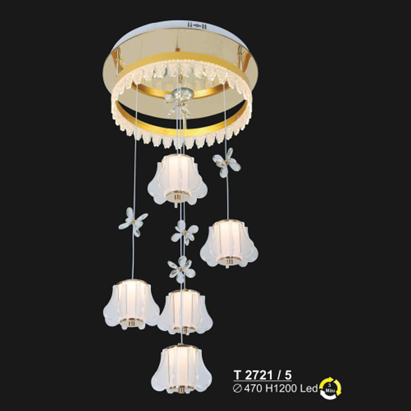 Đèn treo Sano Led 3 màu - T 2721/5 - Ø470*H1200