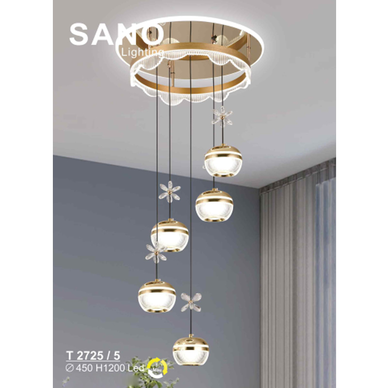 Đèn treo Sano Led 3 màu - T 2725/5 - Ø450*H1200