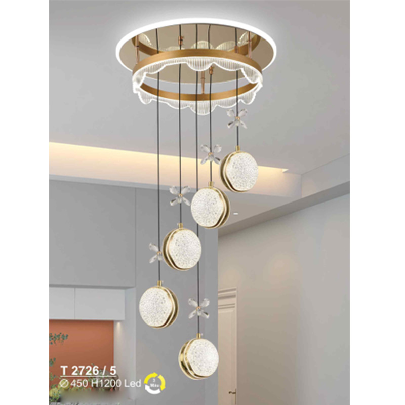 Đèn treo Sano Led 3 màu - T 2726/5 - Ø450*H1200