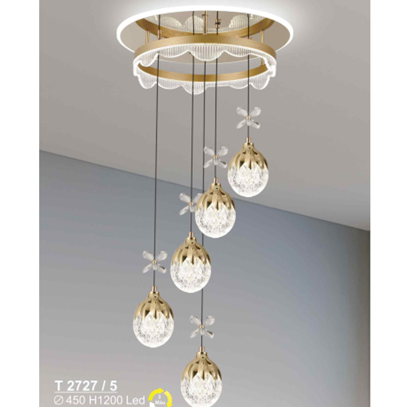 Đèn treo Sano Led 3 màu - T 2727/5 - Ø450*H1200