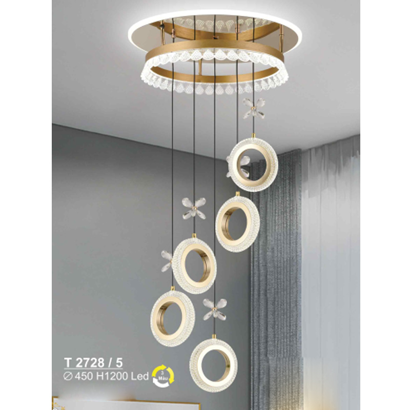 Đèn treo Sano Led 3 màu - T 2728/5 - Ø450*H1200