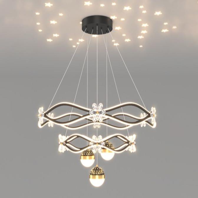 Đèn treo trang trí Ø600 + 800*H1200 - 145W*2, Ánh sáng 3 màu