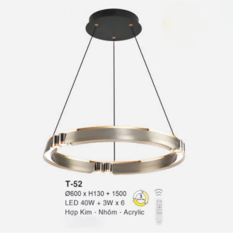 Đèn treo Ø600*H130+1500, LED 40W+3W*6, hợp kim - nhôm - Acrylic