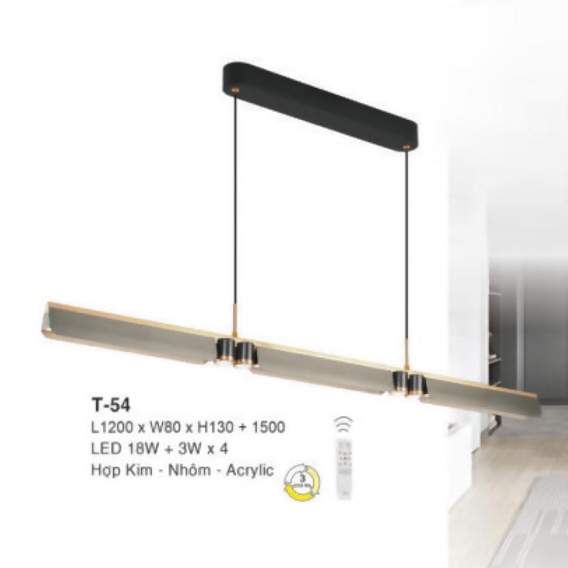 Đèn treo L1200*W80*H130+1500, LED 18W+3W*4, hợp kim - nhôm - Acrylic