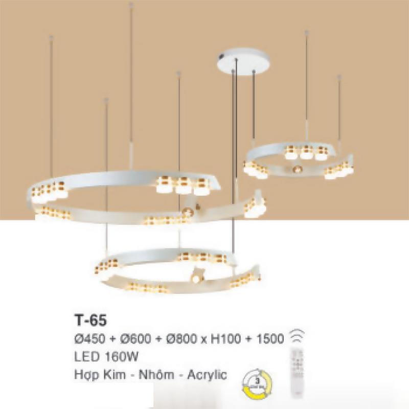 Đèn treo Ø450 + Ø600 + Ø800 x H100 + 1500 LED 160W Hợp Kim - Nhôm - Acrylic