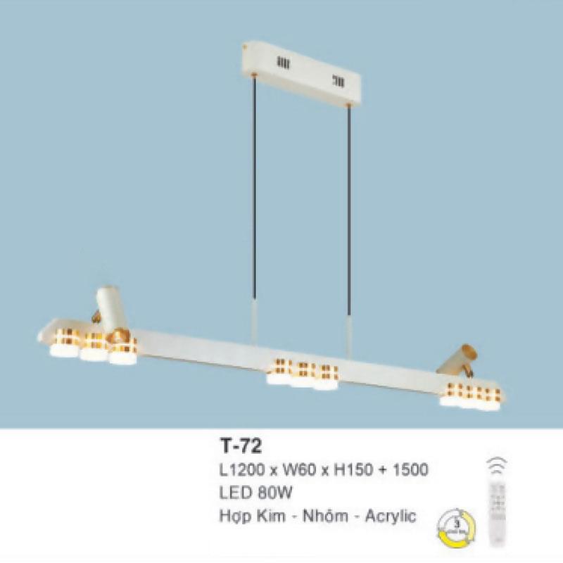 Đèn treo L1200*W60*H150+1500, LED 80W - Hợp Kim - Nhôm - Acrylic