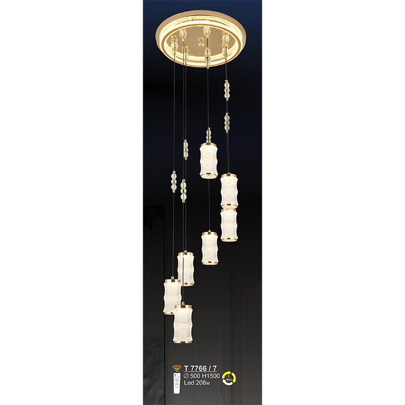 Đèn treo trang trí LED 206W - Ø500*H1500 - 3 màu ánh sáng